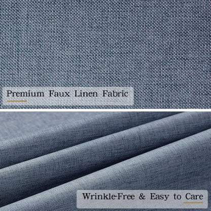 Furlinic No Hook Shower Curtain Scalloped Linen 72 Inch Navy Blue Long Boho