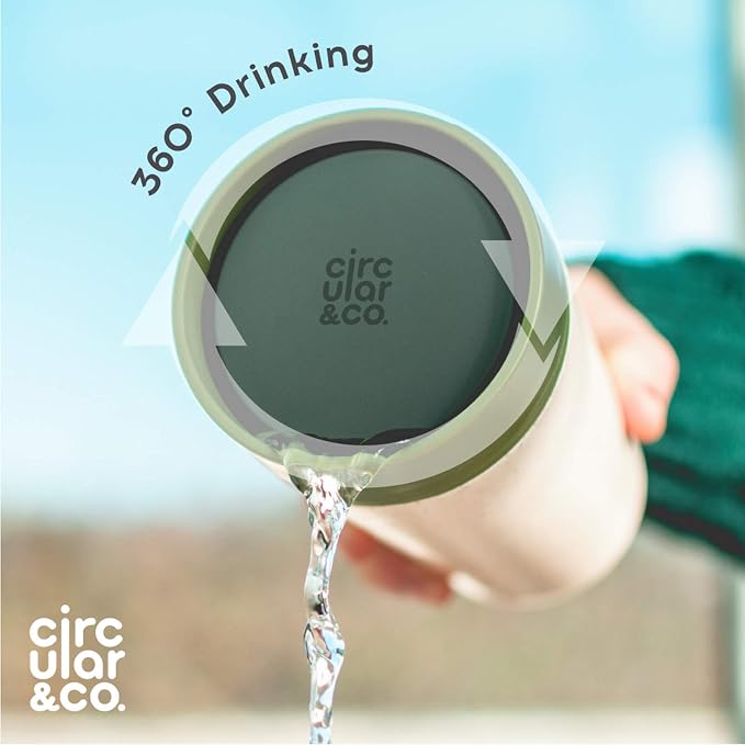 Circular and Co Leakproof Reusable Coffee Cup 8oz/227ml - The World's First Travel Mug Made from Recycled Coffee Cups, Sustainable & Insulated. (Black & Giggle Pink)
