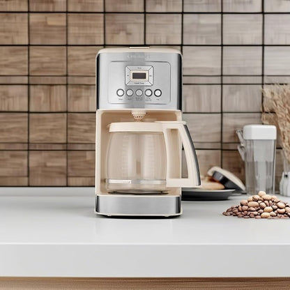 Cuisinart Coffee Maker, 14-Cup Glass Carafe, Fully Automatic for Brew Strength Control & 1-4 Cup Setting, Stainless Steel, DCC-3200CRM, Cream