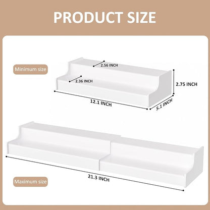 Sezanrpt Expandable Spice Rack Cabinet Organizer 2 Tier, White Kitchen Counter Display Shelf, Seasoning Organizer for Cabinet, Moisture Resistant