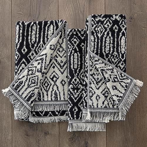 SKL Home Nador Bath Towel, Premium 100% Cotton, Black