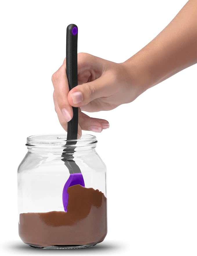 Dreamfarm Mini Supoon Non-Stick Sit-Up Silicone Scraping Cooking Spoon, Jar Scraper Measures 5ml Tsp - 8" Purple