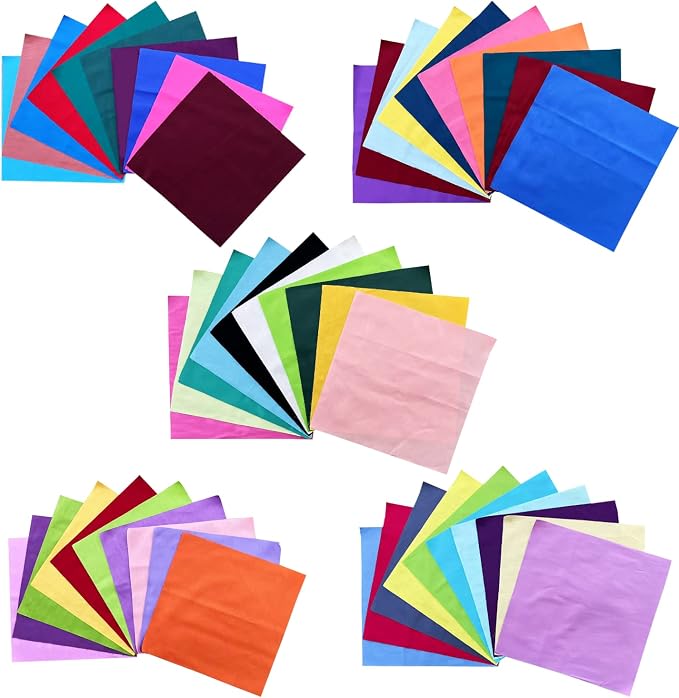 HANPATQUI 50PCS 12 x 12 inch Solid 100% Cotton Fat Quarters Fabric for Sewing and Quilting Bundles Precut Fabric Square for DIY Craft Patchwork