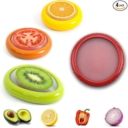 Avocado Saver and Tomato Holder, Onion Antioxidation Storage Set - Set of 4 Reusable Fruit and Veggie Savers - Ideal for Garlic, Onions, Apple, Lemons, and Potatoes