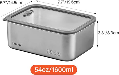 54oz/1600ml Stainless Steel Food Containers,Stainless Steel Containers with Lids,Snack Containers,Lunch Box,Easy Clean,Airtight & Leakproof for Kitchen Storage,Dishwasher Safe,BPA-Free