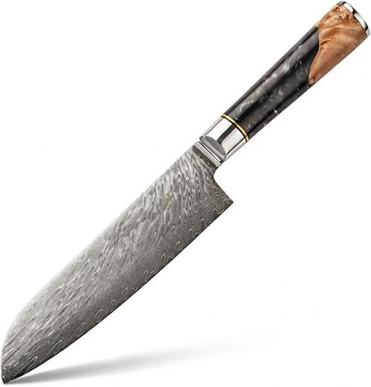 Tidal Black - 7" Santoku Knife - Damascus