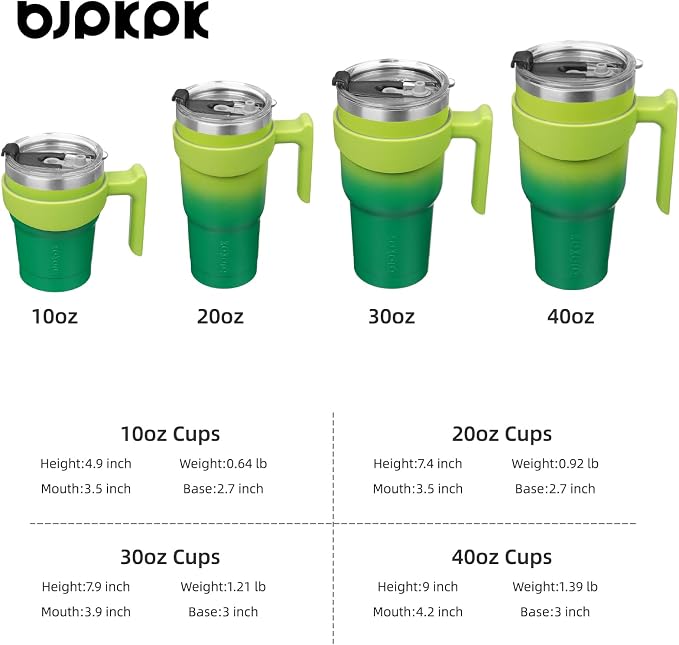 BJPKPK 10 oz Tumbler With Handle And Straw Lid Stainless Steel Travel Mugs Insulated Tumbler Cups,Bamboo Grove
