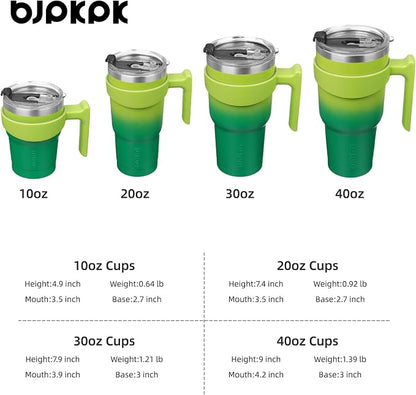 BJPKPK 10 oz Tumbler With Handle And Straw Lid Stainless Steel Travel Mugs Insulated Tumbler Cups,Bamboo Grove