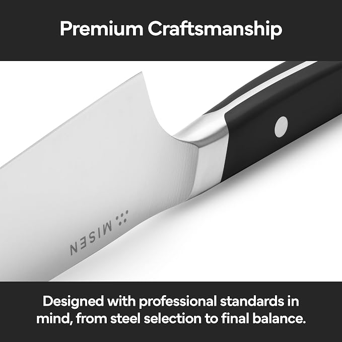 Misen Japanese Santoku Chef Knife - 7.5 Inch High Carbon Stainless Steel - Classic Japanese Knife Design for Cutting, Slicing, and Chopping - Razor Sharp Japanese Style Kitchen Knife, Black