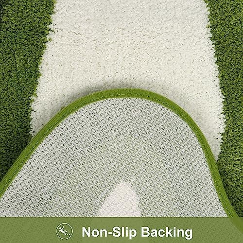 HAOCOO Bathroom Rugs Runner 18x47 inch, Non Slip Soft Green Rug Irregular Shape Bathroom Mats, Washable Absorbent Long Bathroom Rugs for Bedroom Aesthetic Bathtub Sink Shower