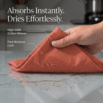 Urban Villa Kitchen Towels 100% Cotton Dish Towels for Kitchen(Set of 6) 20”x30” Dish Cloths Highly Absorbent Kitchen Linen Set with Hanging Loop Perfect for Drying Dishes Cleaning Hand Towels – Rust