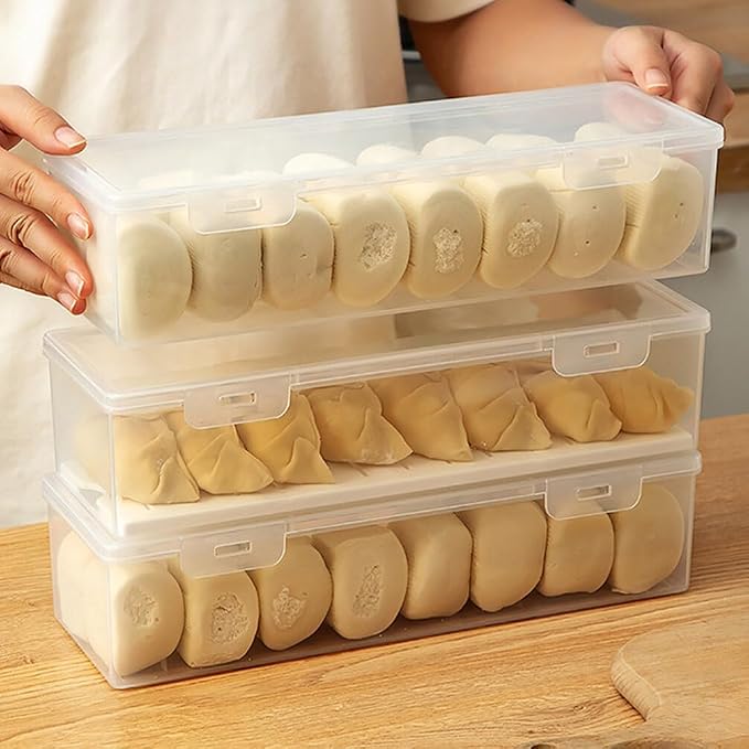 2-Pack Airtight Refrigerator Food Storage Boxes 11.81X3.93X2.83In Rectangular Crisper Containers for Fresh Fruits Vegetables Snacks Kitchen Organization