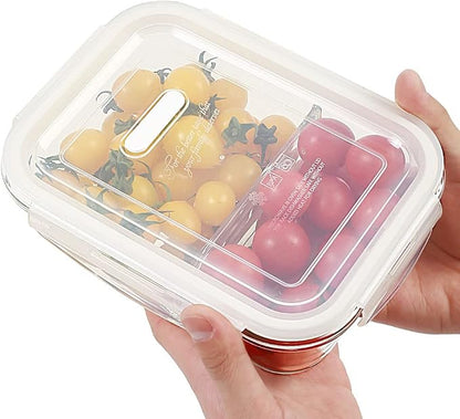 DAS TRUST 5 Pack 36oz Food Storage Containers 2 Compartment Glass Meal Prep Containers with Lids Lunch Containers for Adult with Dividers Reusable Lunch Bento Box Meal Prep Bowls