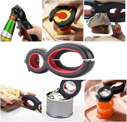 Medsuo Jar Opener 6 in 1 Multi Function Bottle Opener Manual Opener Get Lids Off Easily Portable Lid Twist Off Non-Slip for Weak Hands Seniors with Arthritis and Anyone with Low Strength