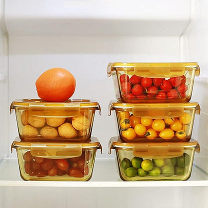 DAS TRUST Amber Glass Meal Prep Containers Microwave Safe Meal Prep Bowls Glass Food Prep Containers with Lid for Adult Meal Prep Bento Boxes