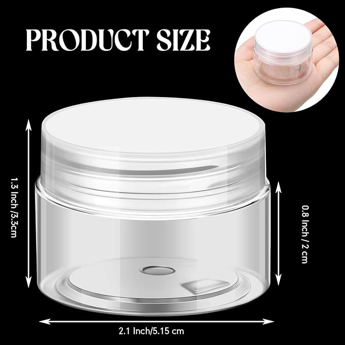SATINIOR 24 Pieces Empty Clear Plastic Jars with Lids Round Storage Containers Wide-Mouth for Beauty Product Cosmetic Cream Lotion Liquid Butter Craft and Food (Transparent Lid, 1 oz)