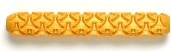 MKM Pottery Tools Wood Hand Rollers for Clay (HR-37 Wishbone Weave)