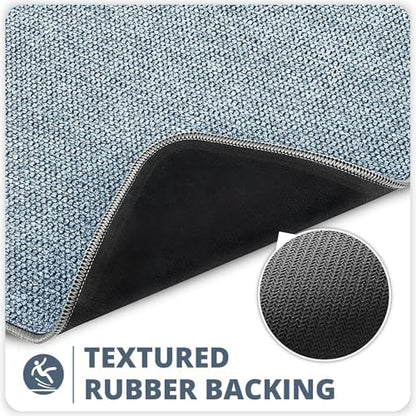 Bosap Bath Mat,Ultra Thin Bathroom Runner Rugs,Large Bath Mats for Bathroom,Quick Dry,Non-Slip,Machine Washable,Low Pile,Bath Rug,Shower Outside,Sink,Home Decor Accessories.Blue,2'x5'（24x60inch）