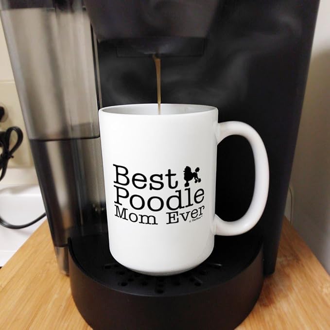 ThisWear Poodle Dog Mom Gifts Best Poodle Mom Ever Dog Mother Gifts 15oz Ceramic Coffee Mug with Handle