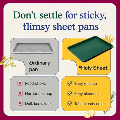Great Jones Holy Sheet Pan (Broccoli) | Nonstick, Half-Sheet Pan | Aluminized Steel, 18.5" x 13.5" | For Baking, Roasting, & Broiling | Premium Bakeware with Even Heat Distribution | Dishwasher-Safe