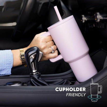 Simple Modern 40 oz Trek Tumbler with Handle and Straw Lid | Cup Holder Friendly Insulated Stainless Steel Travel Mug | Violet Dreams