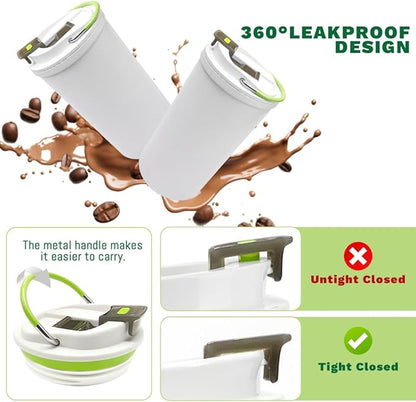 SPLMIFA Travel coffee mugs leak-proof, reusable coffee cup with lid, stainless steel vacuum insulated coffee tumblers, thermal insulation cups for men & women keep drinks hot & cold (6th-White, 12OZ)