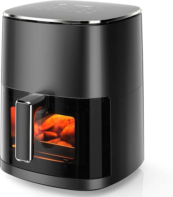 NEWBULIG Air Fryer 6.34 Quarts, Airfryer with Visual Window, 400℉ Fast Heating Air Fryers Oven with Timer, Auto-Off, Non Toxic & Non Stick, Multiple 12 Modes for Roast, Bake, Dehydrate, Fry, Reheat