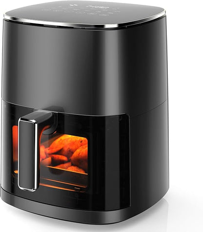 NEWBULIG Air Fryer 6.34 Quarts, Airfryer with Visual Window, 400℉ Fast Heating Air Fryers Oven with Timer, Auto-Off, Non Toxic & Non Stick, Multiple 12 Modes for Roast, Bake, Dehydrate, Fry, Reheat