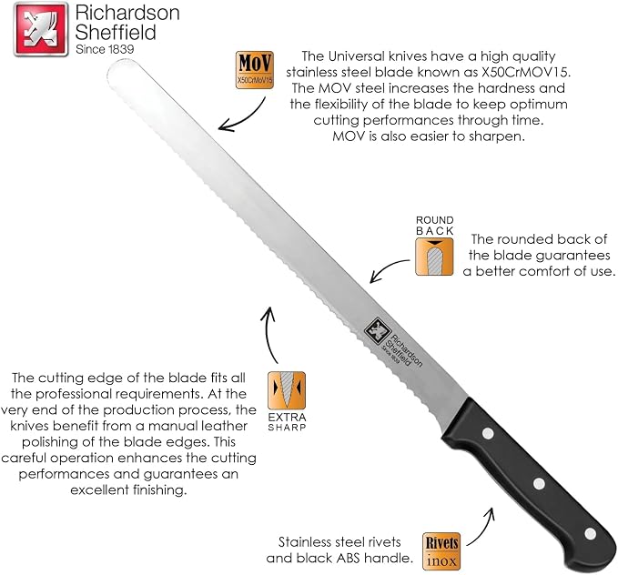 Richardson Sheffield Universal NSF Approved Professional Genoise Cake Knife, 12-Inch