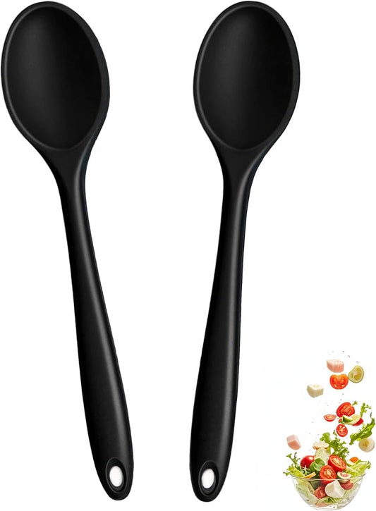 2 Pcs Mini Silicone Spoons,8 Inch Heat Resistant Mixing Spoons for Drinking Soup,Dipping Sauce Baking Stirring Mixing Tools.This is a Mini Size,Notice Dear Buyers Please Mind the Size when Purchasing