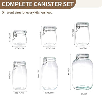1 Gallon Glass Food Storage Jars with Airtight Lids, Set of 1 – Clear Preserving Seal Wire Clip Fastening Canisters for Kitchen Canning, Flour, Cereal, Pasta, Sugar, Beans, Pickling Jars (1gallon*1)
