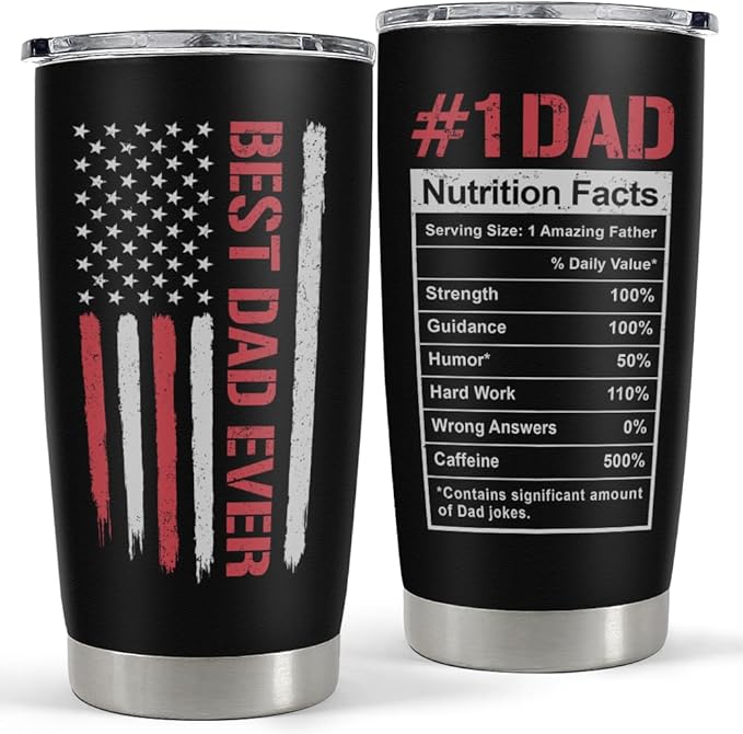 SANDJEST Dad Gifts, Best Dad Ever 20oz Insulated Tumbler with Lid Double-wall Insulated Stainless Steel Mug - Coffee Cup for Outdoor Travel Sport Office, Gift for Birthday Father’s Day