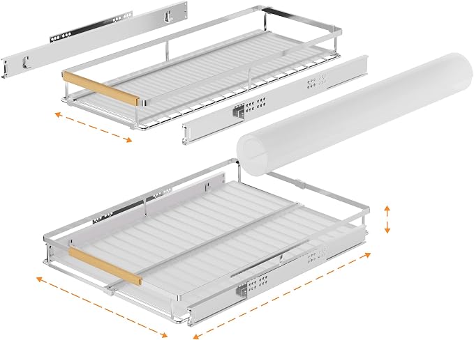 SANNO Pull Out Cabinet Organizer, Expandable Slide Out Cabinet OrganizerKitchen Sliding Shelf Under Sink Shelf, Expandable Drawer Shelves with Sliding 12.1 to 18.4" W