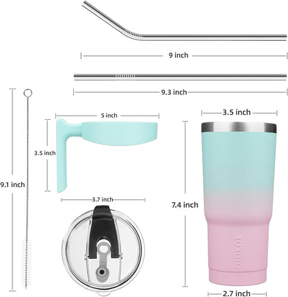 BJPKPK 20 oz Tumbler With Handle Stainless Steel Insulated Tumbler Mugs With Lid And Straw For Women And Men,Bubble Gum
