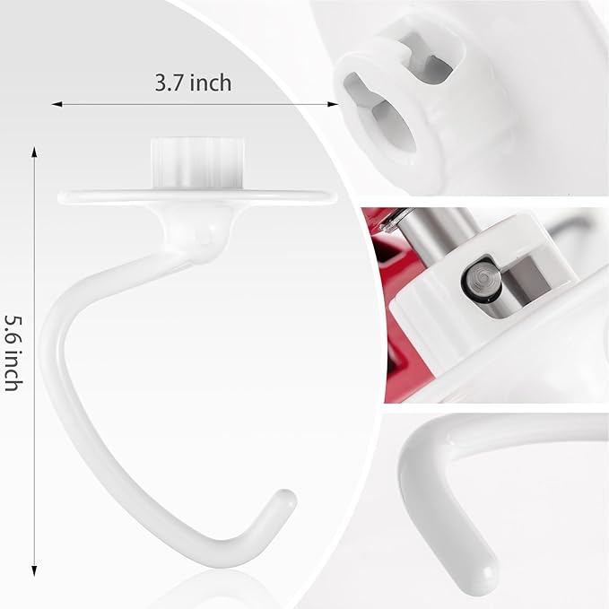 K45DH Coated Dough Hook for KitchenAid Mixer, Attachment for Kitchen Aid K45 K45SS KSM90 KSM150 Tilt-Head Stand Mixers, 4.5/5.0 Quart Bowel