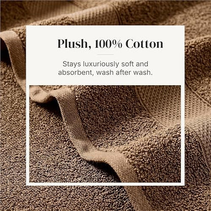 Modern Threads 6 Piece Bath Towel Set – Bathroom Towel Set with 2 Bath Towels, 2 Hand Towels & 2 Washcloths – 100% Cotton, Soft & Absorbent – Wide Stripe (Gold)