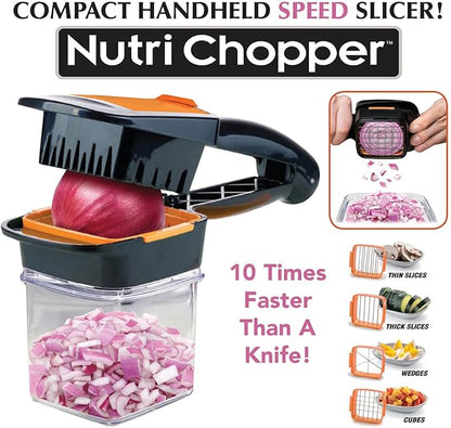 NUTRI CHOPPER Handheld Vegetable & Fruit Chopper, Manual Kitchen Slicer for Onions, Garlic & Potatoes, Compact & Portable