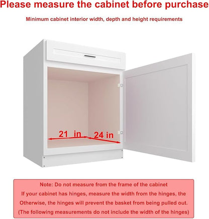 Pulloutor Pull Out Cabinet Organizer,Slide Out Kitchen Cabinet Storage Shelf and Drawer Organizer NEED 21" W and 22" D Cabinet, Chrome Finish (20 * 21 in)