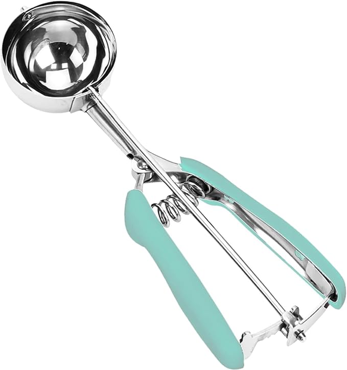 Ice Cream Scoop, 18/8 Stainless Steel Cookie Scoop, Cookie Scoops for Baking, 4 Tbsp/ 60 ml/ 2 oz Cookie Dough Scoop, Ice Cream Scooper with Trigger Release, Cookie Scooper for Baking(Mint Green)
