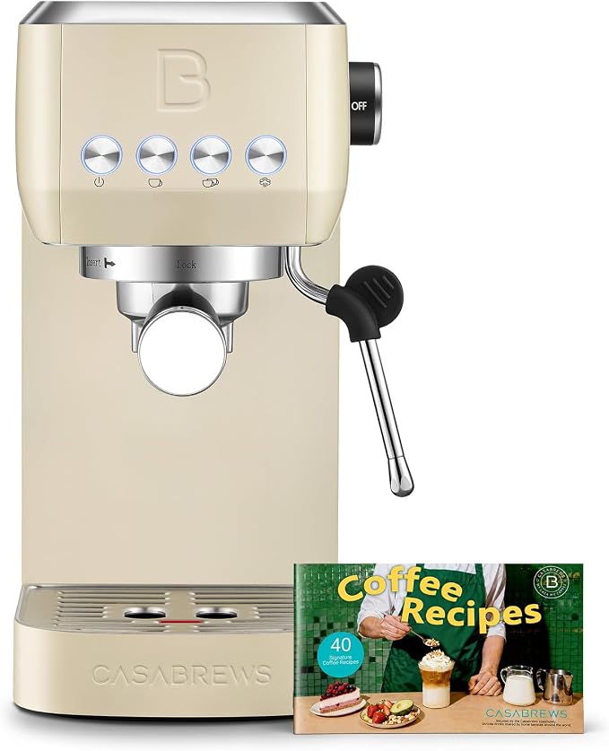 CASABREWS 3700 Essential Espresso Machine 20 Bar, Stainless Steel Coffee Maker with Steam Milk Frother, Espresso Coffee Machine Cappuccino Latte Machine with 43.9oz Removable Water Tank, Creamy
