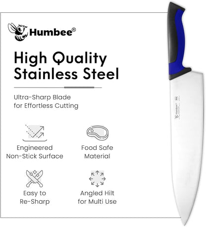 12-Inch Chef Knife, NSF Certified Razor-Sharp High Carbon Stainless Steel Blade – Ergonomic Color Coded Handle, Non-Slip Grip Kitchen Knife, DT-10 Series, Blue