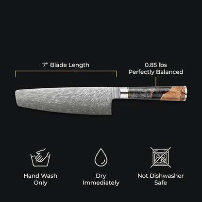 Tidal Black - 7" Nakiri Knife - Damascus