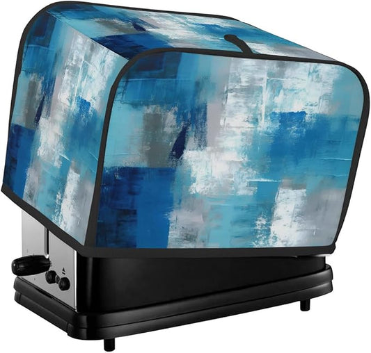 Abstract Oil Painting Blue Toaster Cover 4 Slice Wide Slot Washable Kitchen Appliance Covers Fingerprint Bread Machine Dust Cover Small Toaster Oven Accessories Covers Bread Maker Bag Women Gift