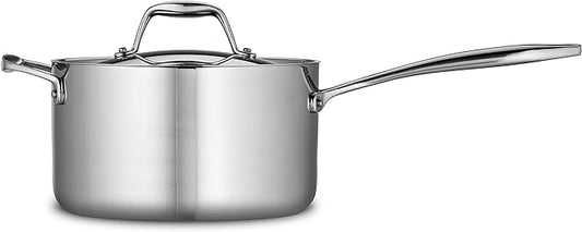 Tramontina Signature Tri-Ply Clad Stainless Steel 4-Quart Sauce Pan with Lid, Induction-Ready, Dishwasher-Safe, NSF-Certified, Made in Brazil