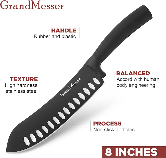 Butcher Breaking Knife, 7 inch Bullnose Knife, Black Titanium Nitride Coated, High Carbon German Stainless Steel, Ergonomic Non-slip Handle, with Gift Box