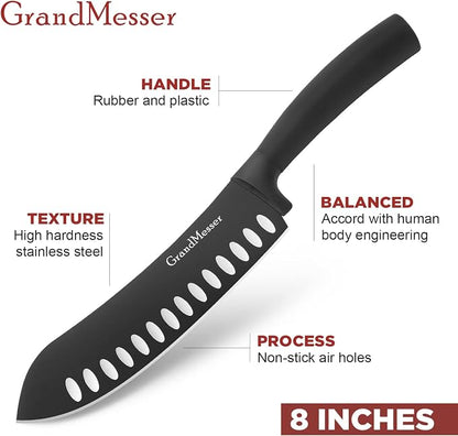 Butcher Breaking Knife, 7 inch Bullnose Knife, Black Titanium Nitride Coated, High Carbon German Stainless Steel, Ergonomic Non-slip Handle, with Gift Box