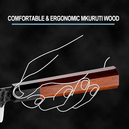 5.5 Inch Paring Knife Handmade Forged Pro Japanese Sharp AUS10 High Carbon 3-layer Vegetable Fruit Knife,Professional Kitchen Small Petty Knife (Rosewood Handle & Gift Box & Sheath)
