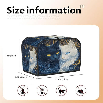 Ethnic Car Blue White Toaster Cover 2 Slice Wide Slot Washable Kitchen Appliance Covers Fingerprint Bread Machine Dust Cover Small Toaster Oven Accessories Covers Bread Maker Bag Women Gift