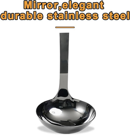 FJNATINH Stainless Steel Wok Spatula,Slotted Spatulas,Ladle,Skimmer Ladle Tool Set,Mirror Polished Cooking Utensils Kitchen Cookware, Pack of 4,Black