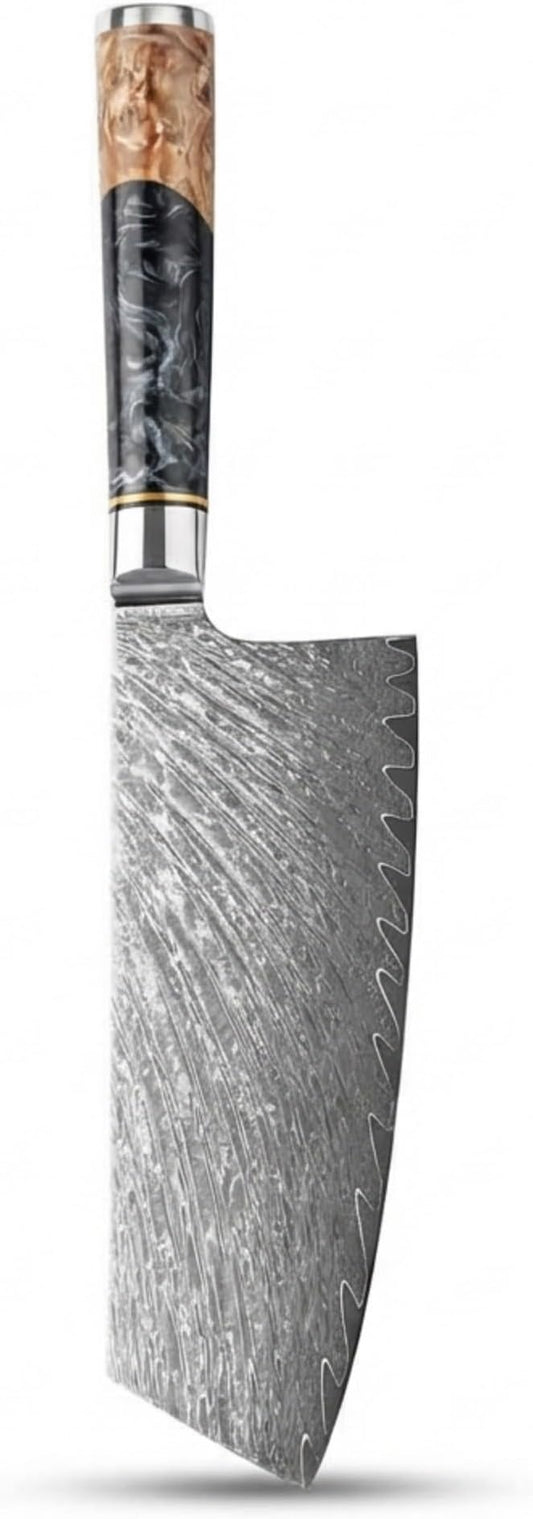 Tidal Black - 7" Cleaver Knife - Damascus